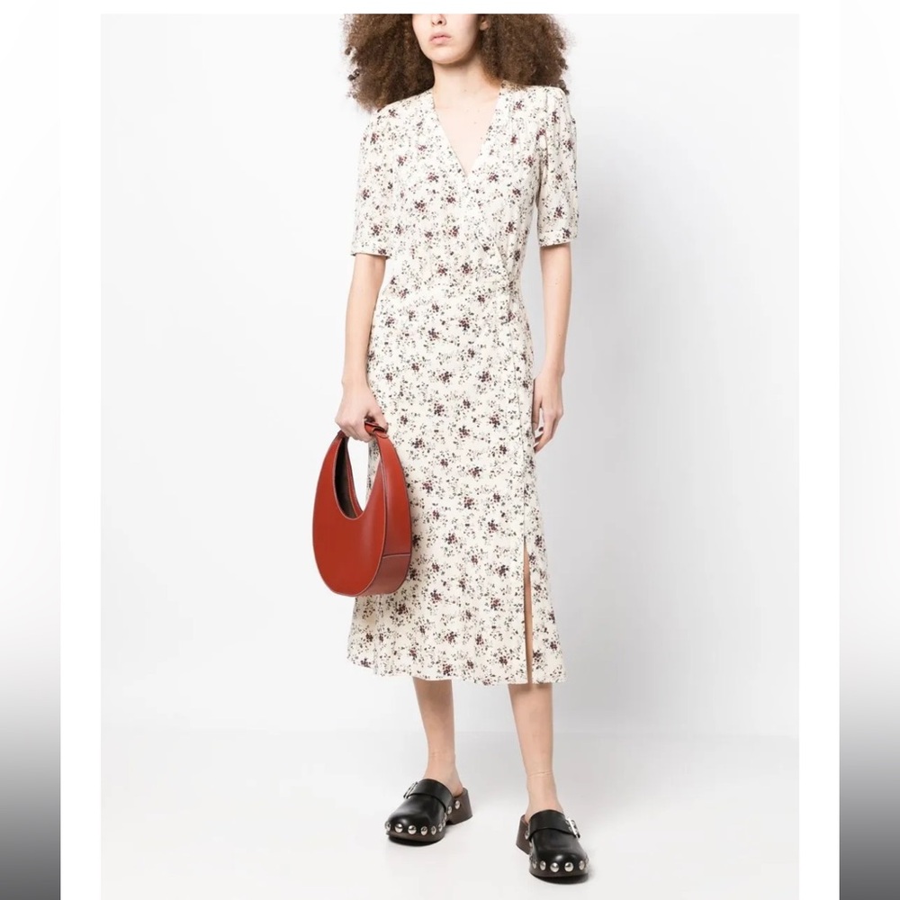 Veronica Beard Floral Midi Dress - Cream and Black